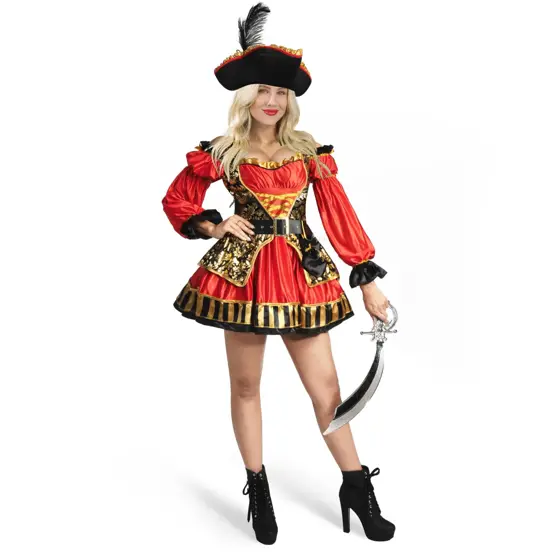 Disfraz Vestido de Pirata Española Rojo para Mujer