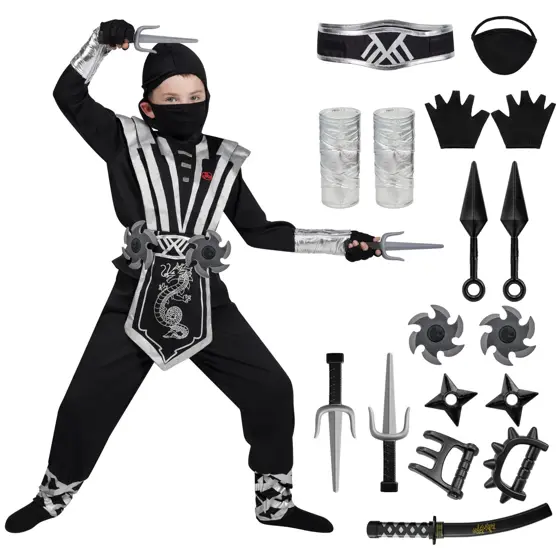 Set Disfraz de Ninja Plateado Infantil