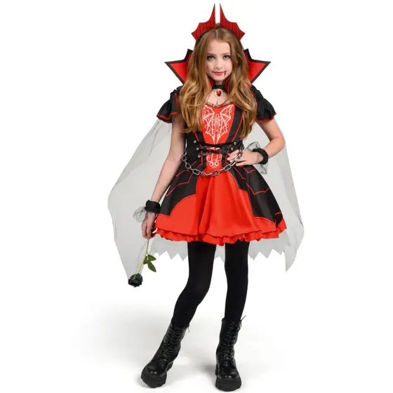 Disfraz de Vampiresa Rojo Oscuro para Niña