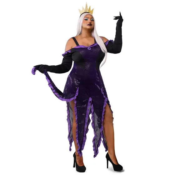 Set Disfraz de Bruja del Mar Negro y Morado para Mujer
