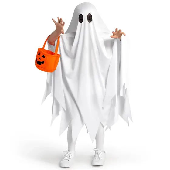 Disfraz de Fantasma Blanco con Bolsa de Calabaza