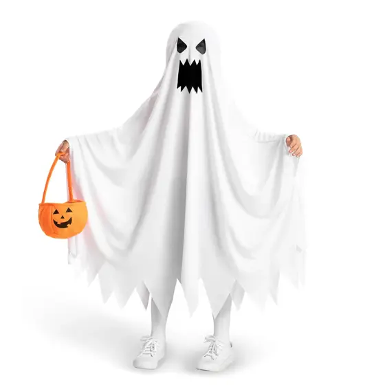Disfraz de Fantasma Rasgado con Bolsa de Calabaza Infantil