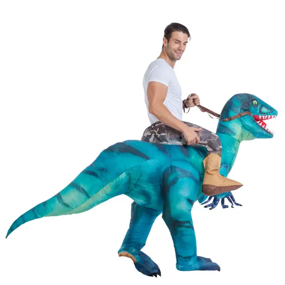 Disfraz Inflable Montando Raptor Azul
