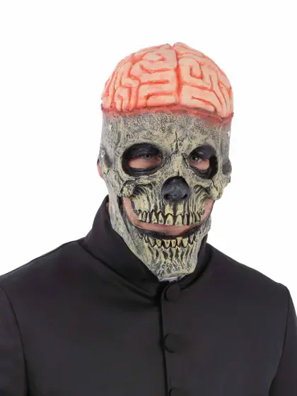 Máscara de Látex Calavera con Cerebro Expuesto y Boca Móvil