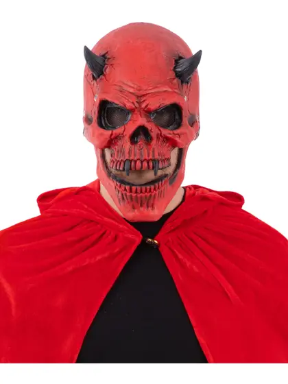 Máscara de Látex Calavera Diablo Rojo con Boca Móvil
