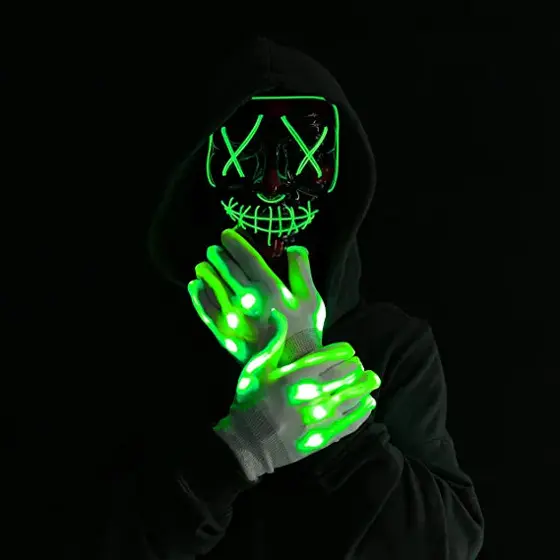 Máscara LED Terrorífica con Guantes Verde