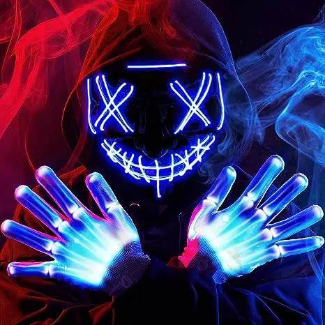 Máscara LED Cosplay Terrorífica con Guantes