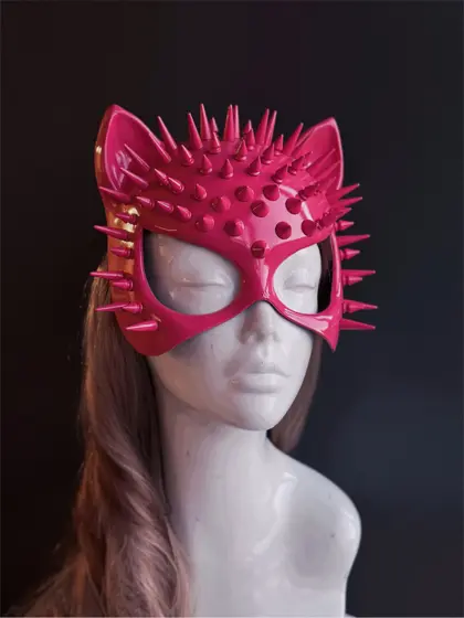 Máscara de Gata con Púas Rosa