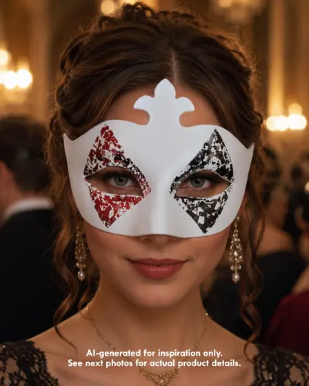Máscara Casino Arlequín Blanca para Mujer