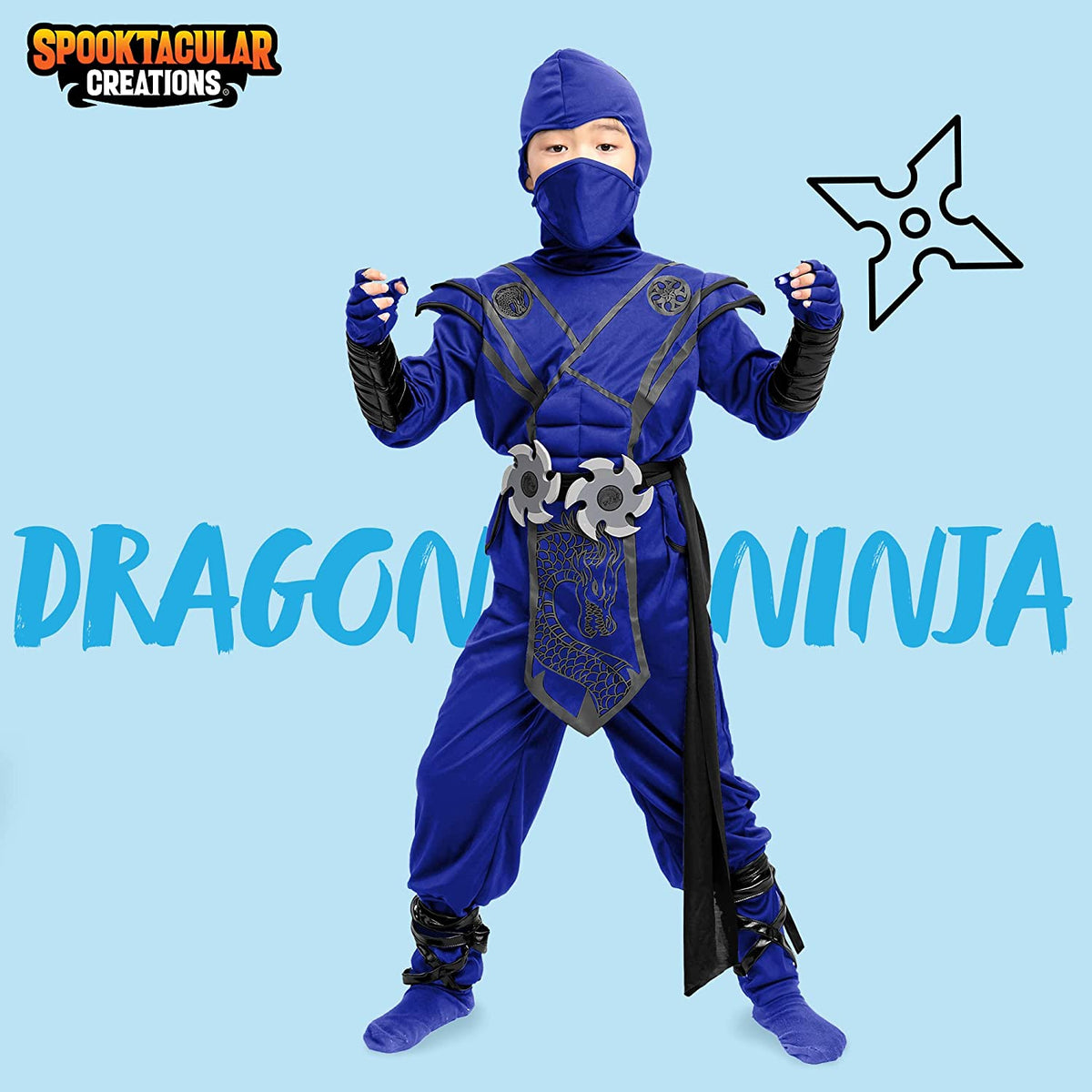 Disfraz de Ninja Dragón Azul para Niño, foto 9 de 9