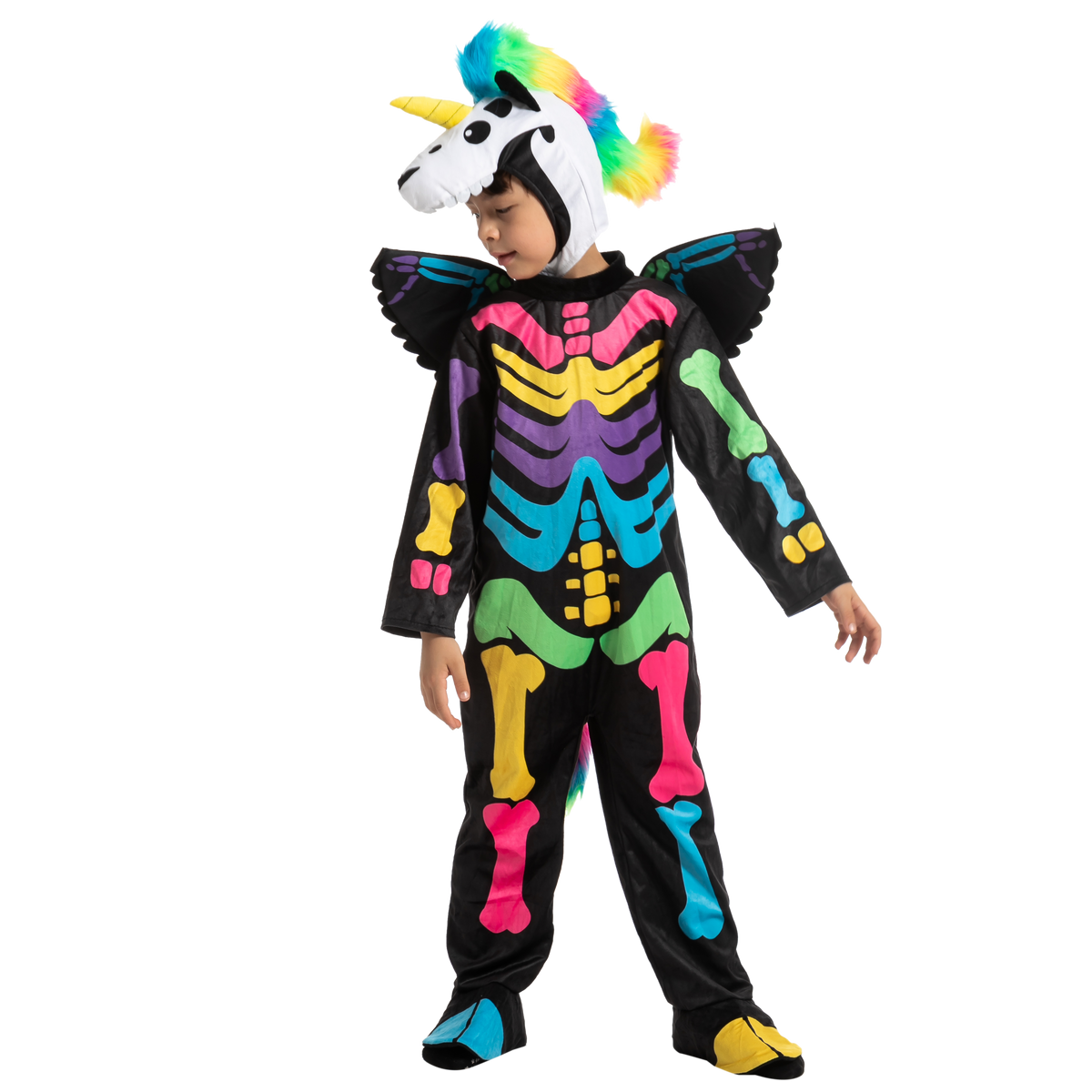 Disfraz de Esqueleto de Unicornio Multicolor Infantil, foto 2 de 11