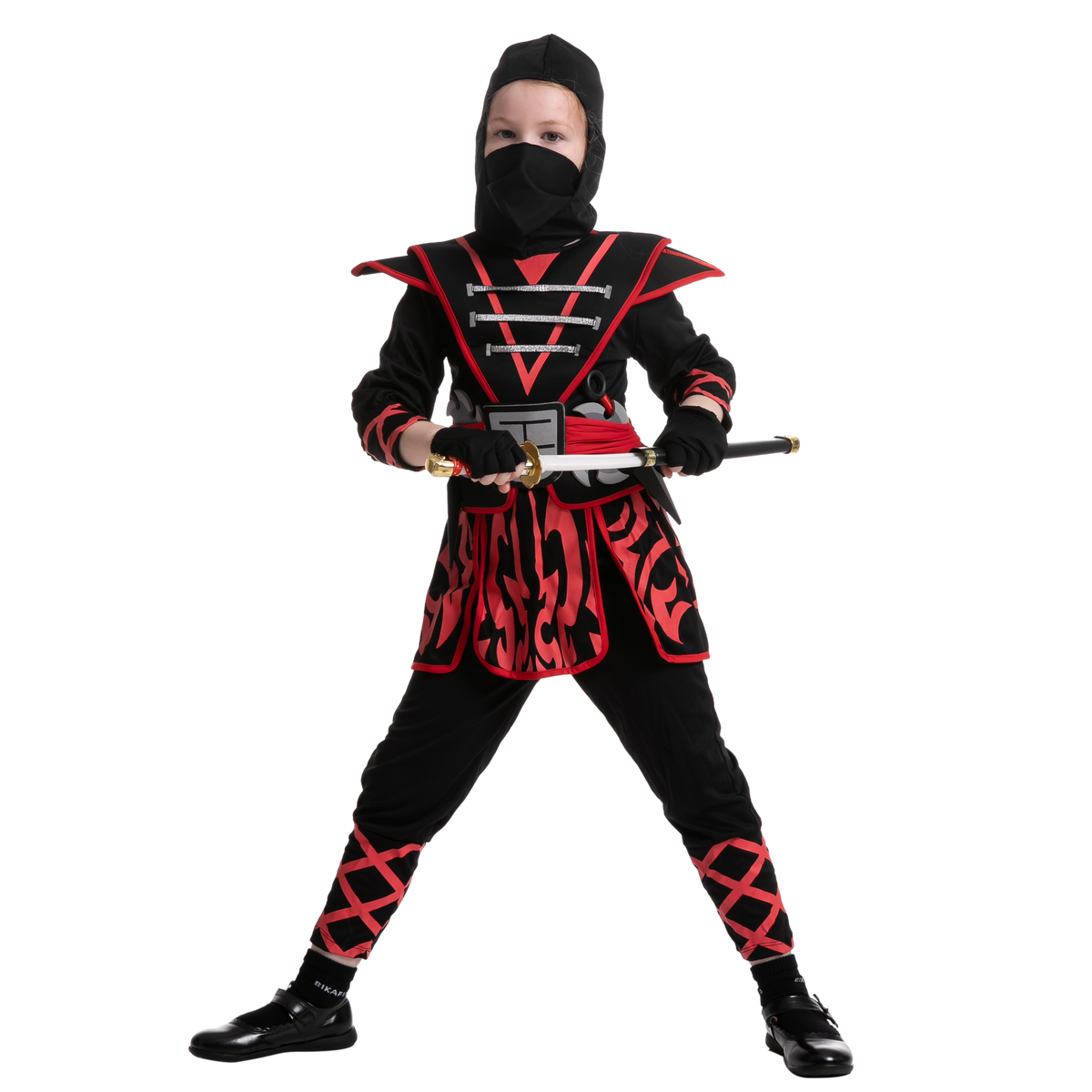 Disfraz de Ninja Samurái Rojo para Niña, foto 2 de 9