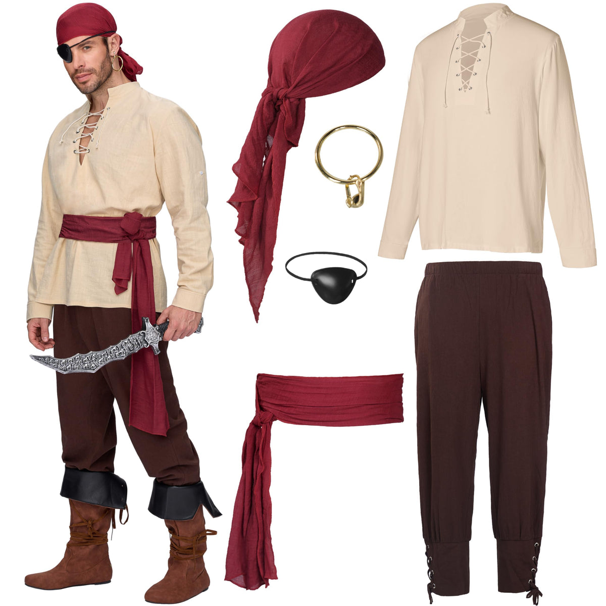 Disfraz de Pirata Vikingo Medieval para Adulto, foto 1 de 8