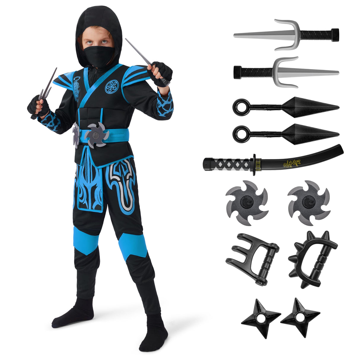 Disfraz de Ninja Azul Infantil, foto 1 de 8