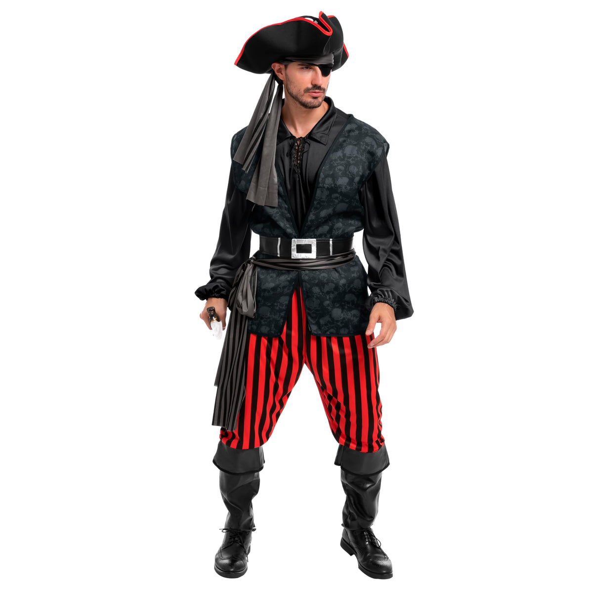 Disfraz de Pirata Oscuro para Hombre Negro, foto 8 de 8