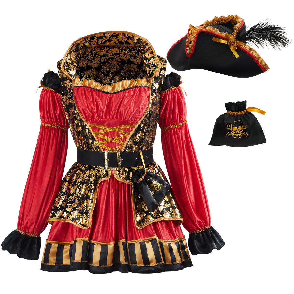 Disfraz Vestido de Pirata Española Rojo para Mujer, foto 5 de 8