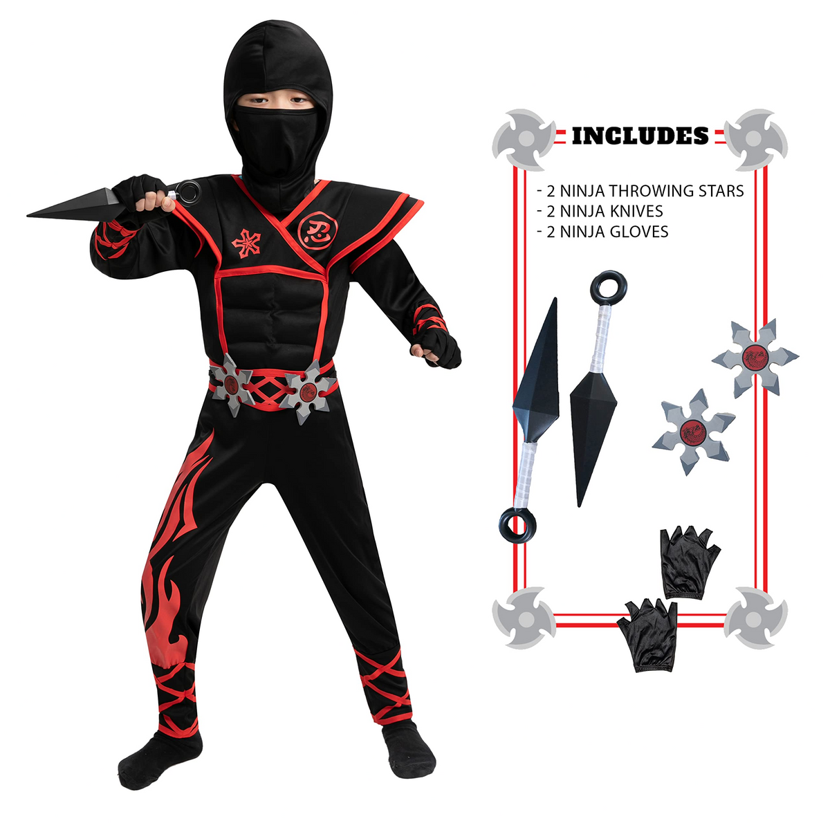 Disfraz de Ninja Llama Roja Infantil, foto 1 de 8
