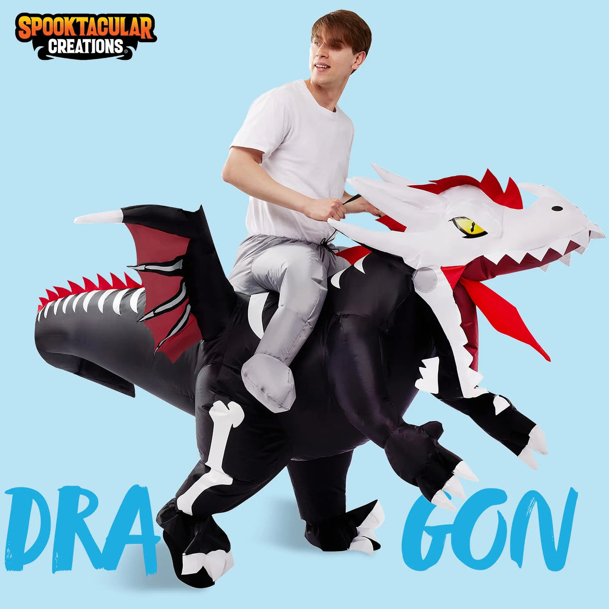 Disfraz Inflable Montando Dragón Esqueleto, foto 4 de 8