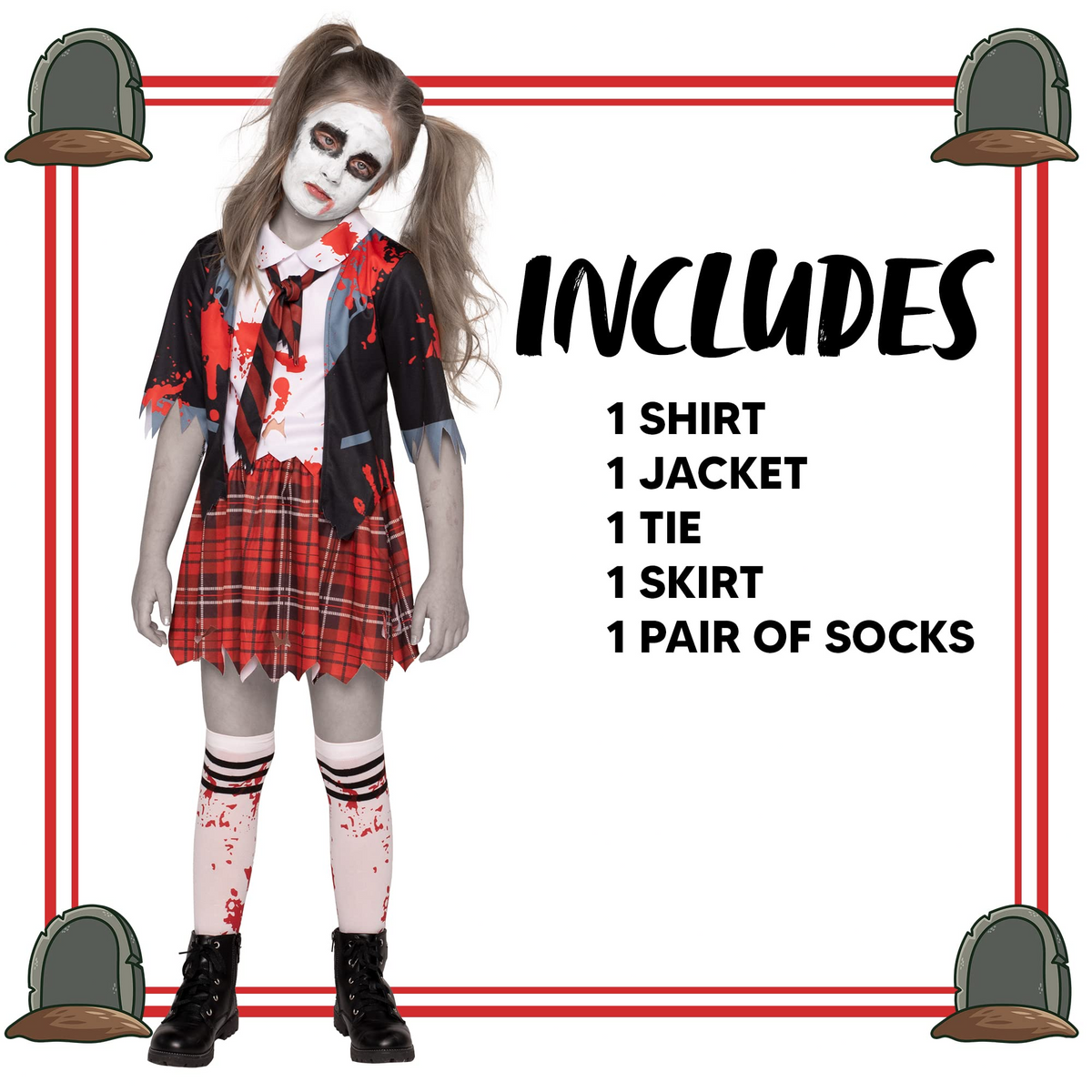 Disfraz de Colegiala Zombie para Niña, foto 5 de 8