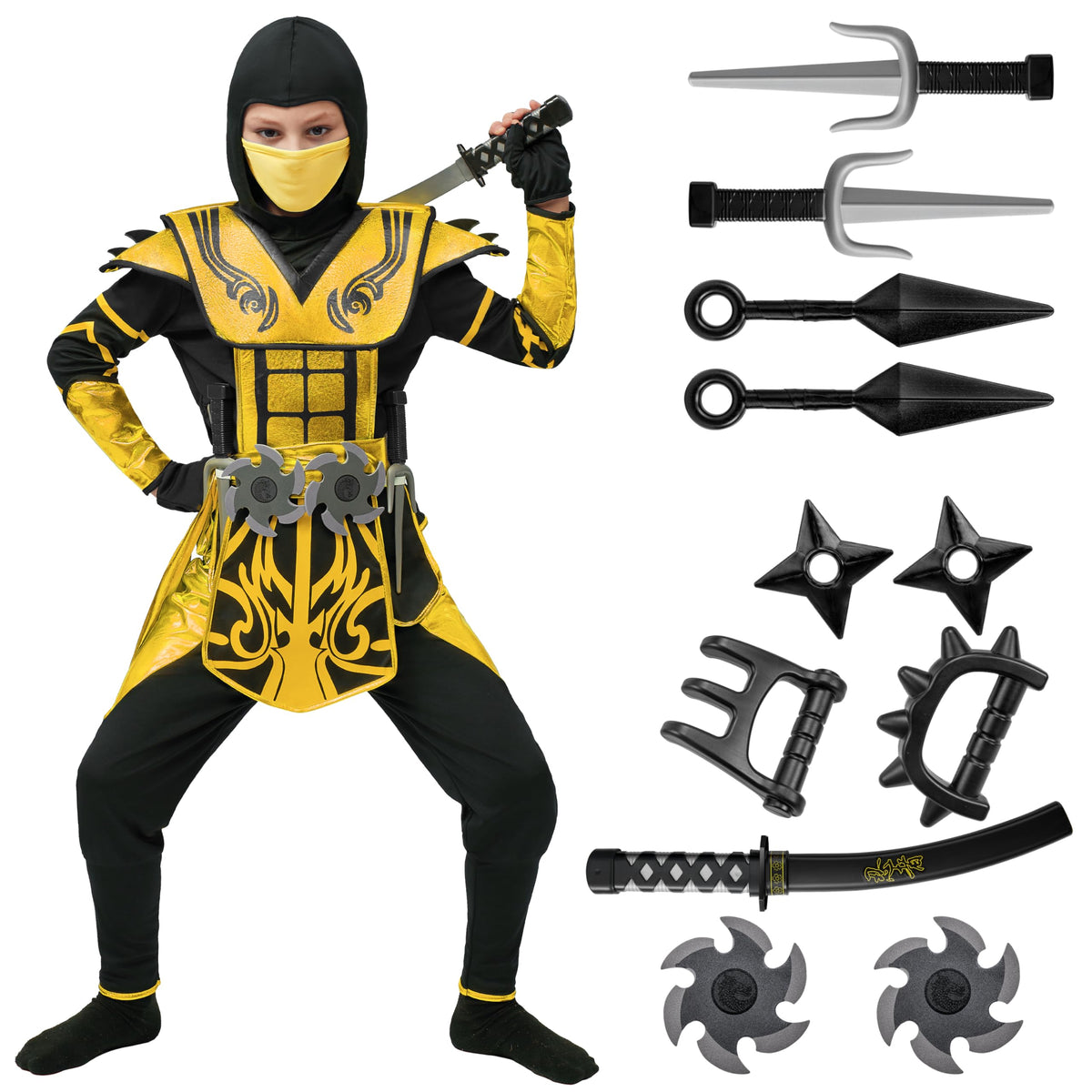 Disfraz de Ninja Dorado Infantil, foto 1 de 8