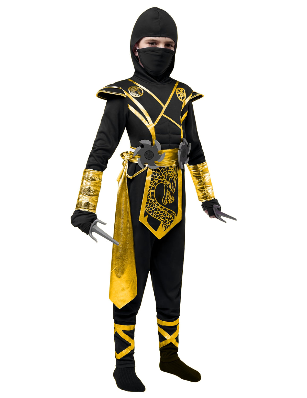 Disfraz de Ninja Dorado y Negro Infantil, foto 3 de 7