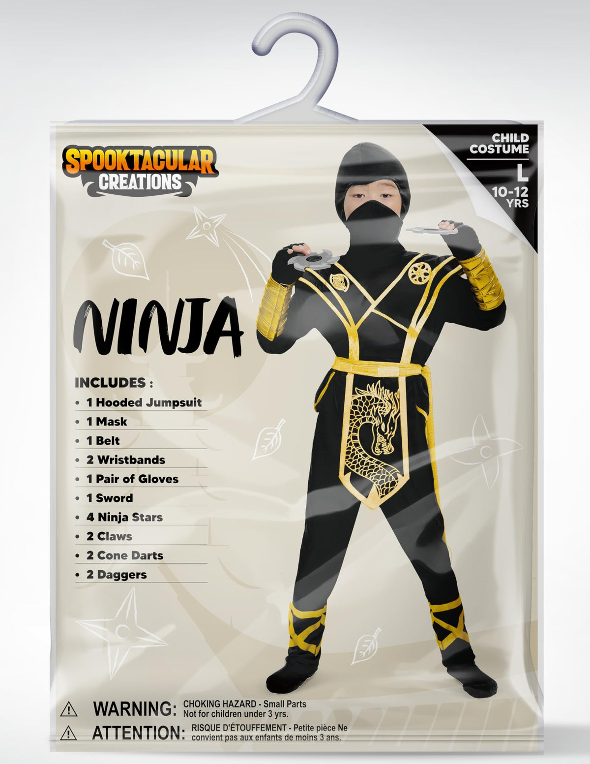 Disfraz de Ninja Dorado y Negro Infantil, foto 6 de 7