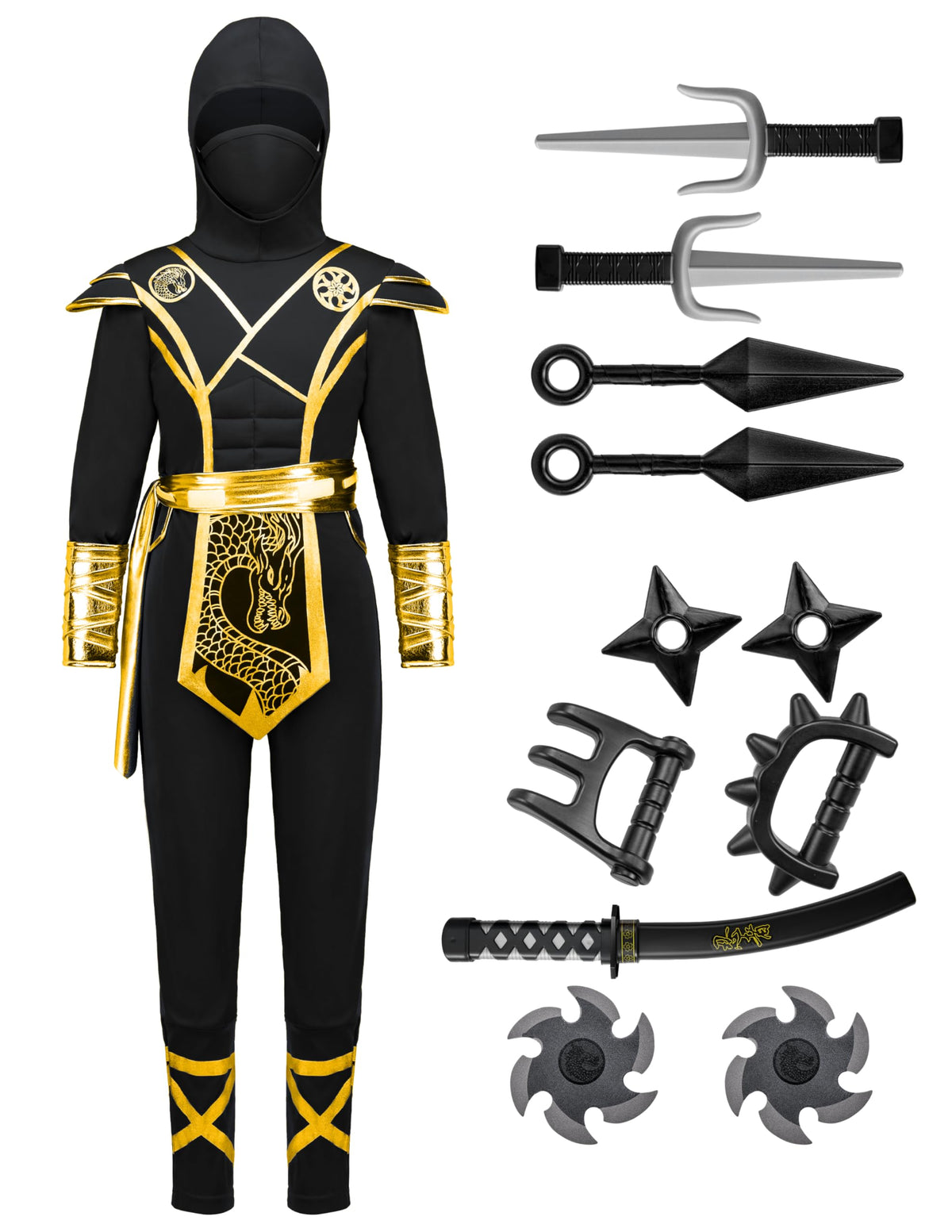 Disfraz de Ninja Dorado y Negro Infantil, foto 7 de 7