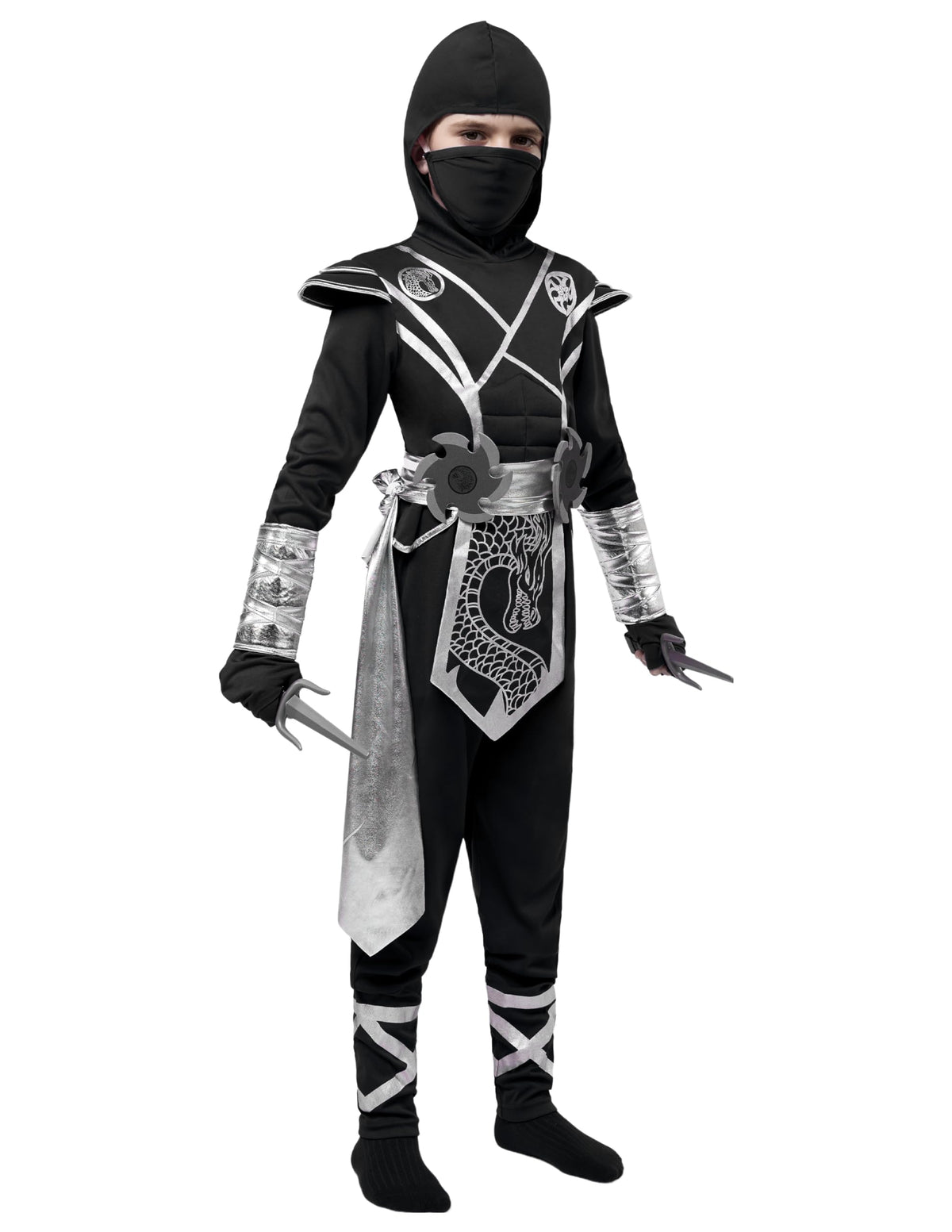 Disfraz de Ninja Plateado y Negro Infantil, foto 3 de 7