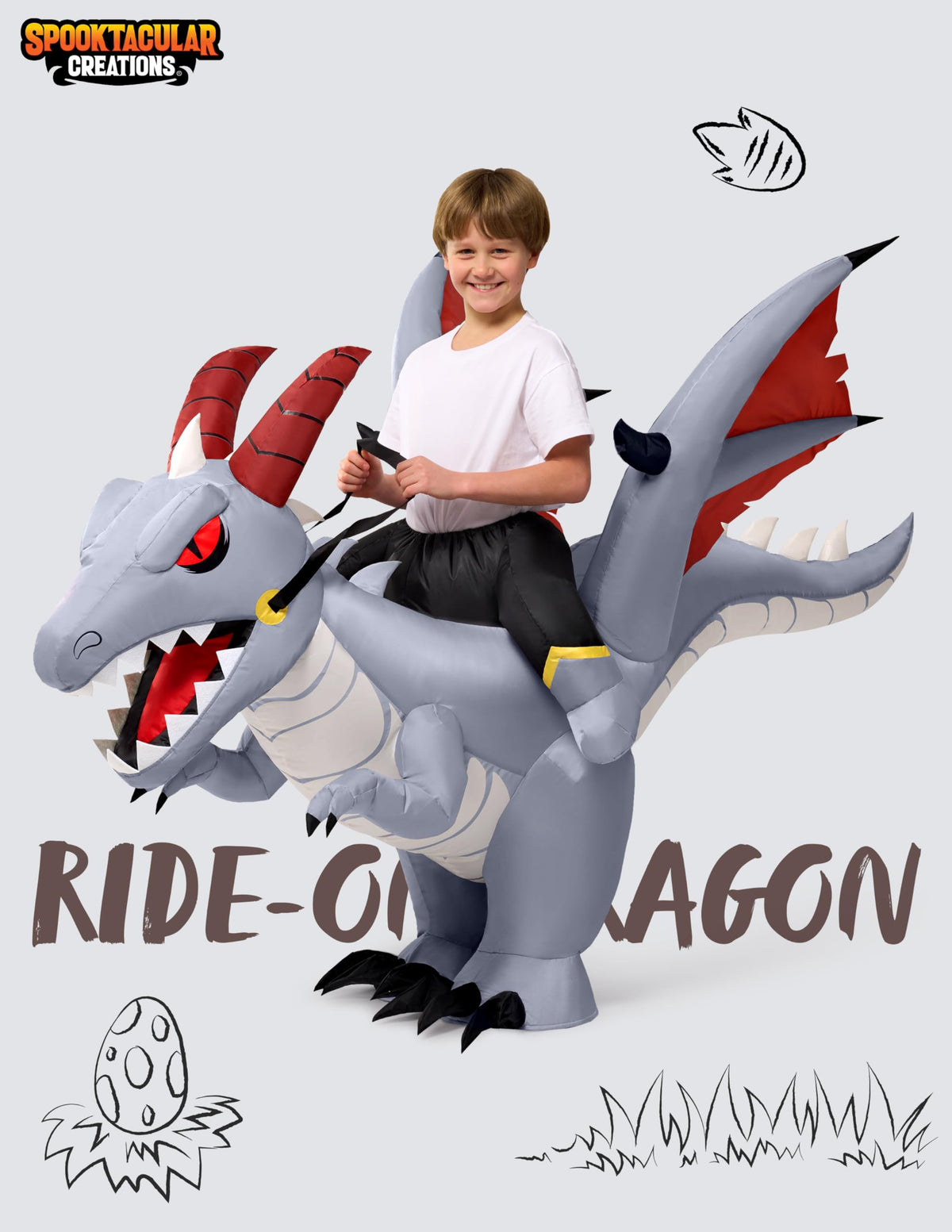 Disfraz Inflable Montando Dragón 60" Infantil, foto 2 de 7
