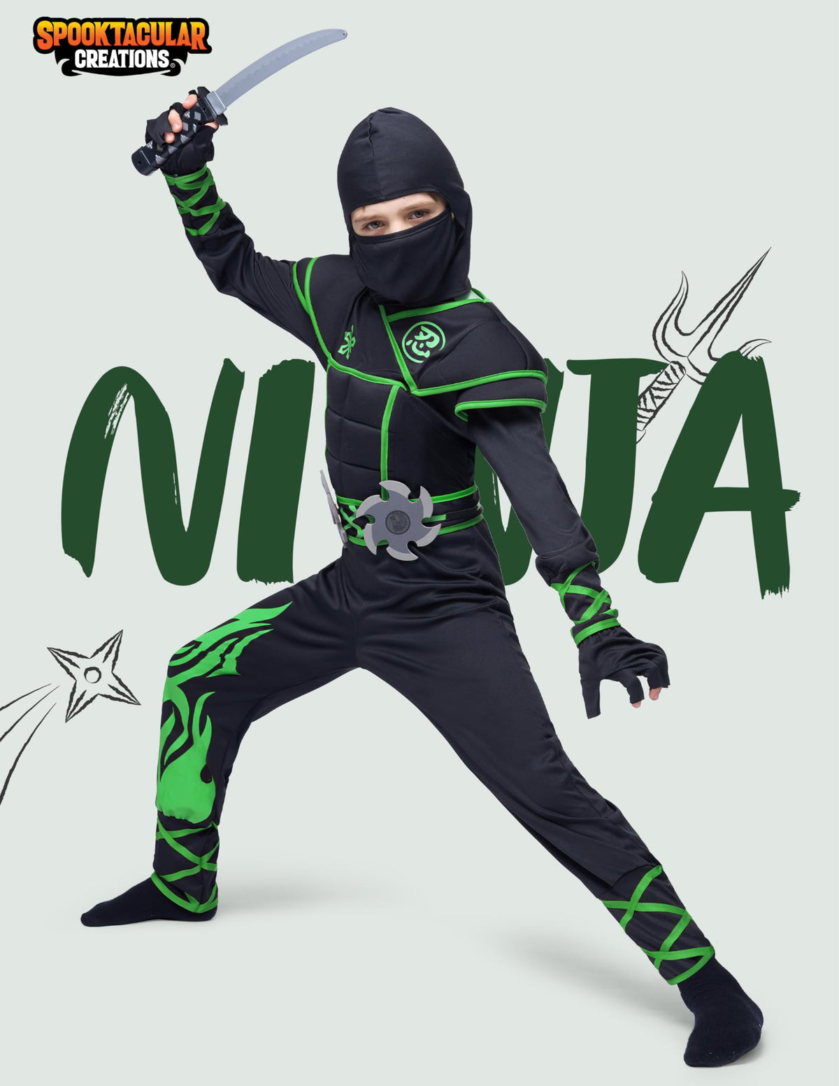 Disfraz de Ninja Verde Infantil, foto 2 de 7
