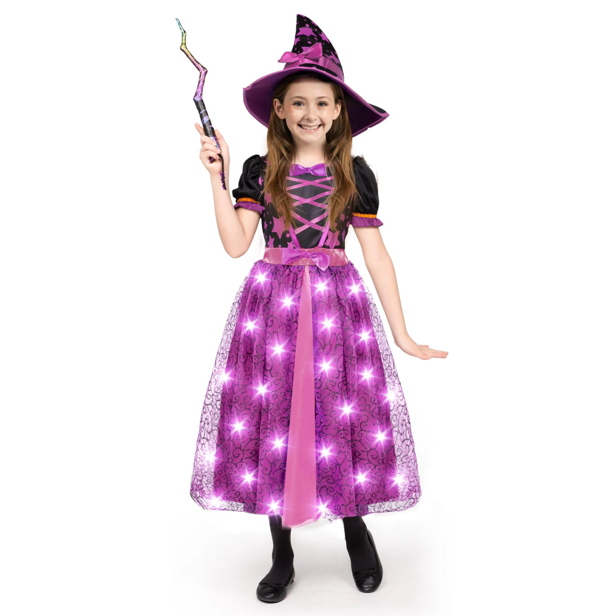 Disfraz de Bruja Morada con Luces para Niñas Pequeñas, foto 4 de 7