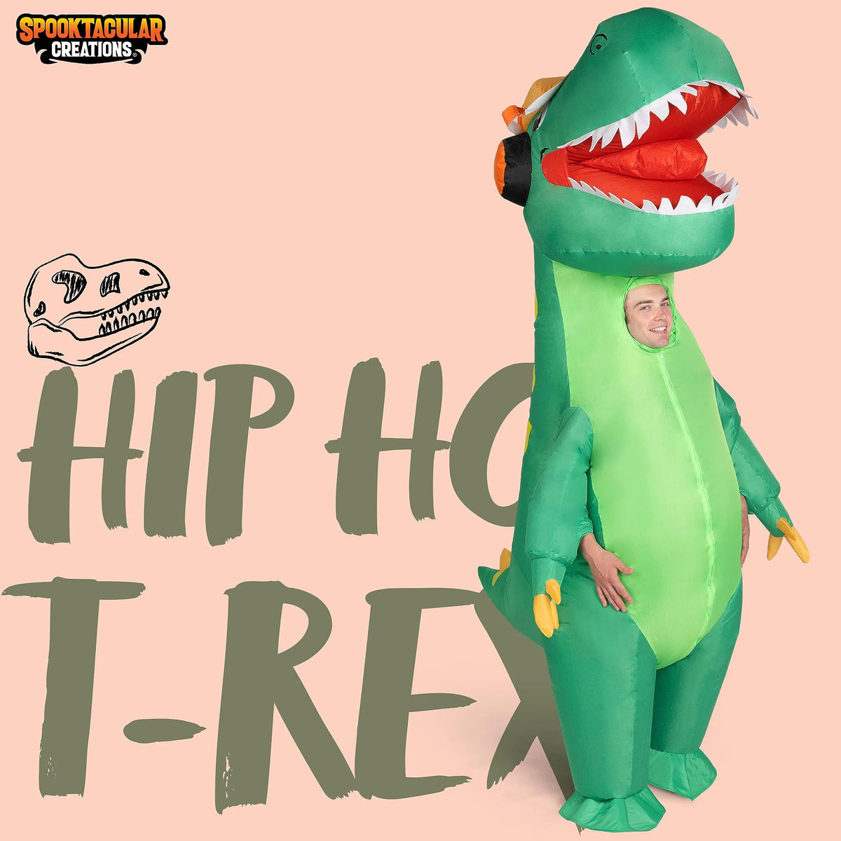 Disfraz Inflable de T-Rex Verde Cuerpo Completo, foto 2 de 7