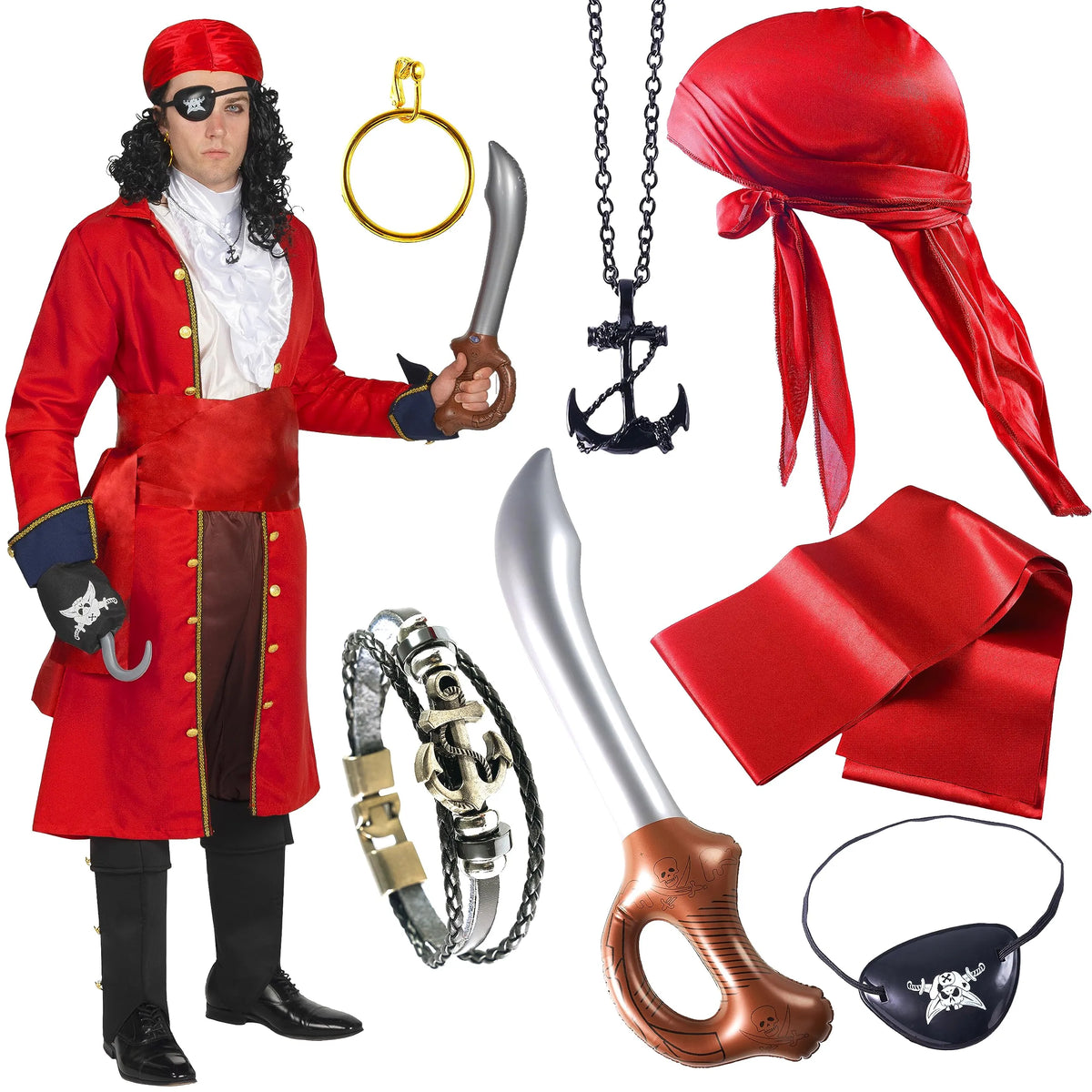 Set Disfraz de Capitán Pirata con Pañoleta, foto 1 de 7