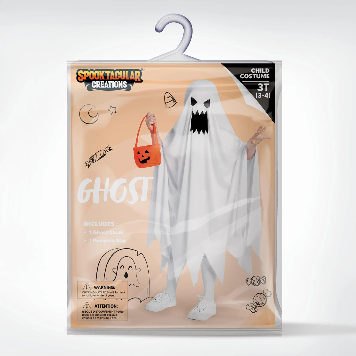 Disfraz de Fantasma Rasgado con Bolsa de Calabaza Infantil, foto 6 de 7