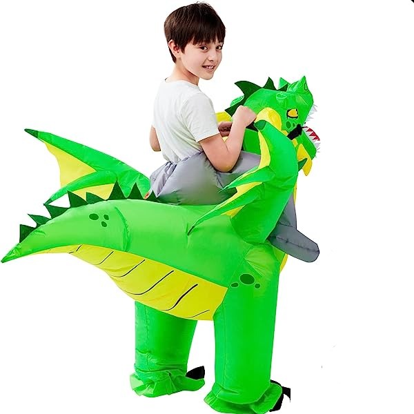 Disfraz Inflable Montando Dragón Verde Infantil, foto 4 de 7