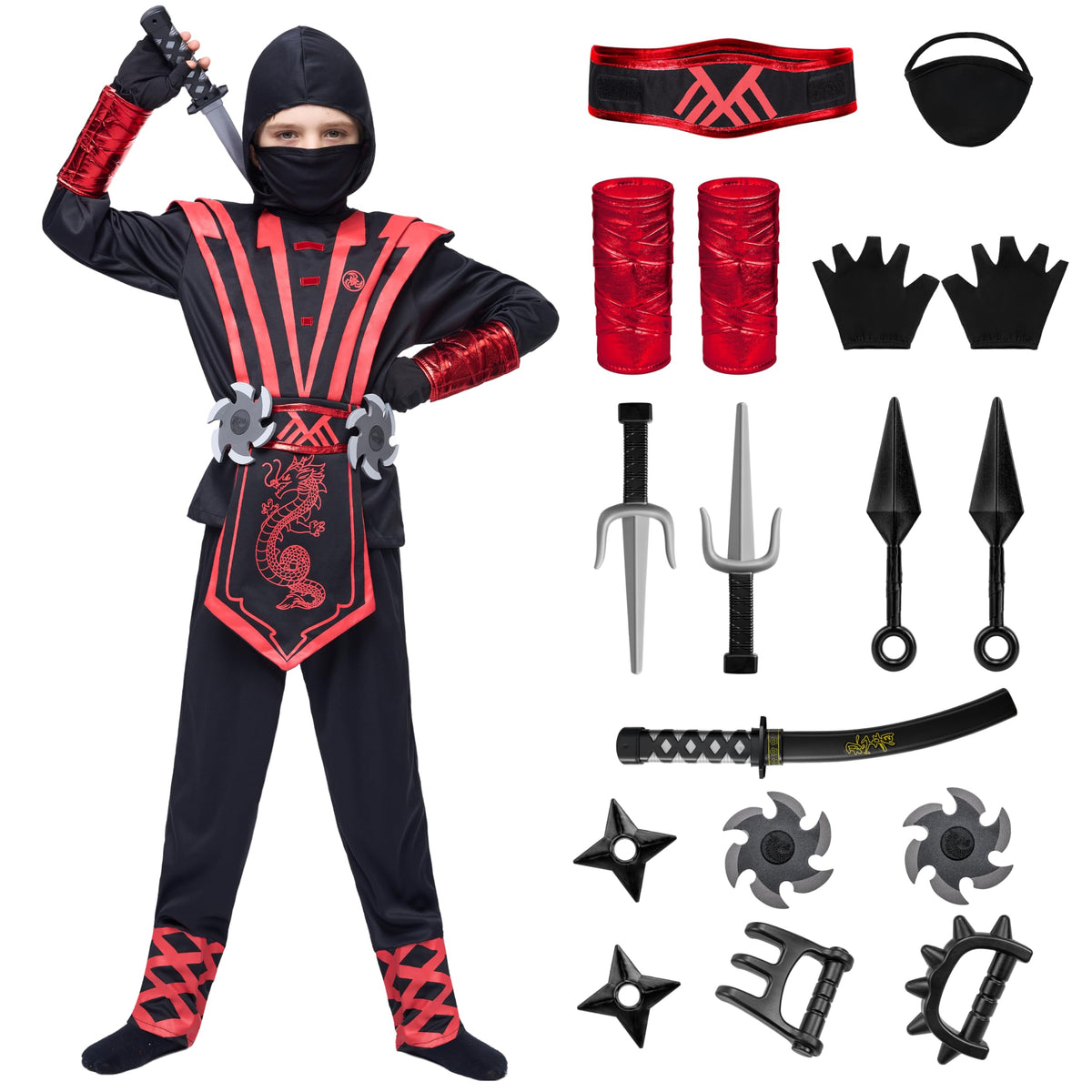 Disfraz de Ninja Rojo Cosplay Infantil, foto 1 de 7