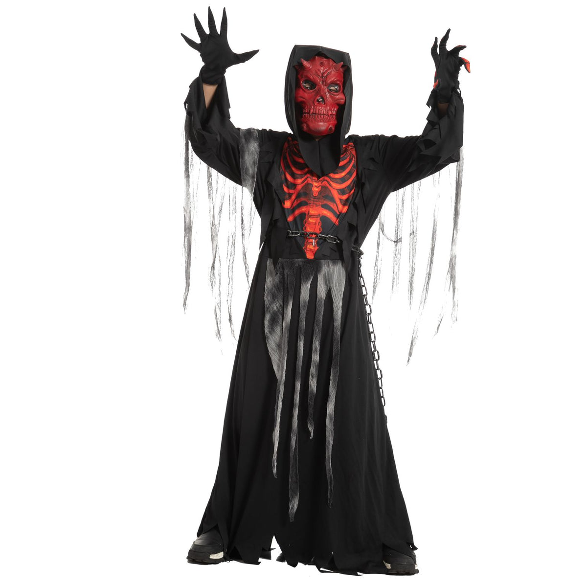 Disfraz de Parca Calavera Roja para Niño, foto 1 de 7