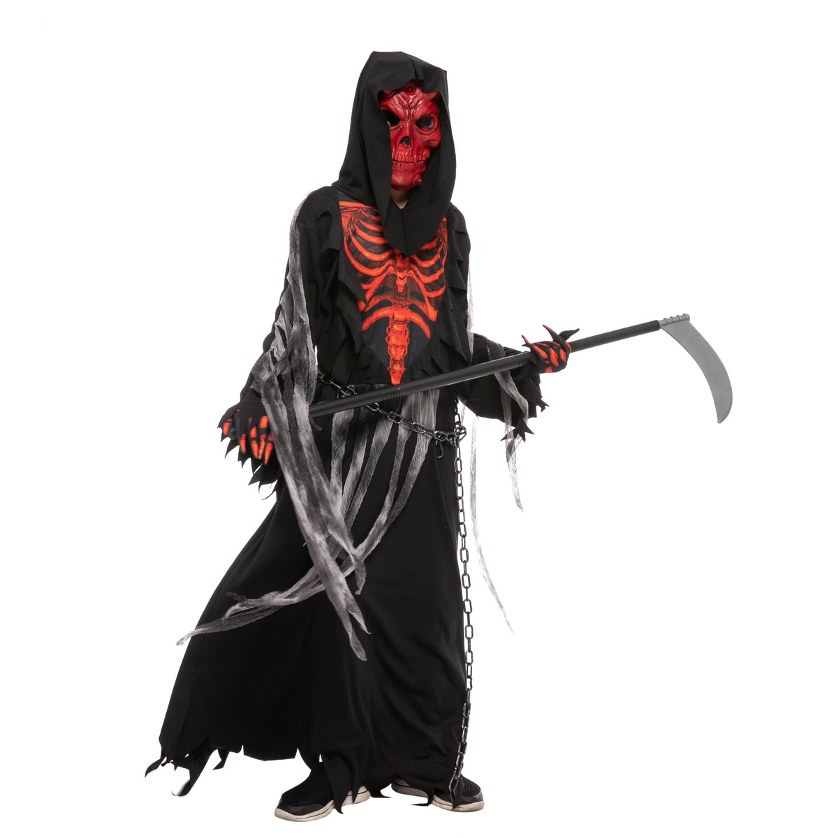 Disfraz de Parca Calavera Roja para Niño, foto 3 de 7