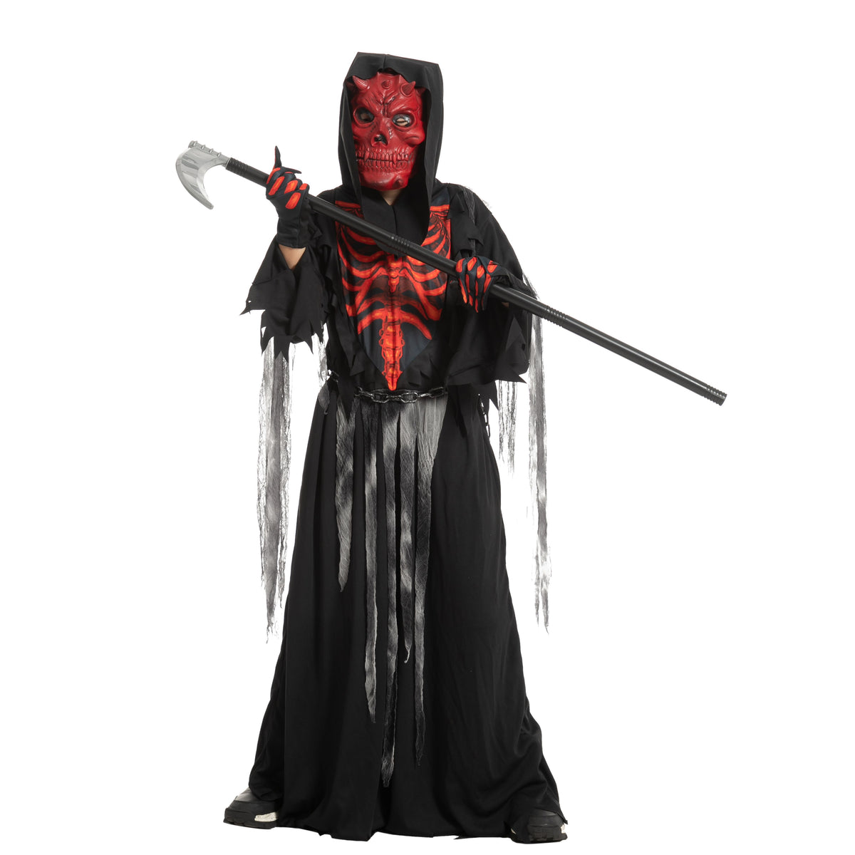 Disfraz de Parca Calavera Roja para Niño, foto 4 de 7
