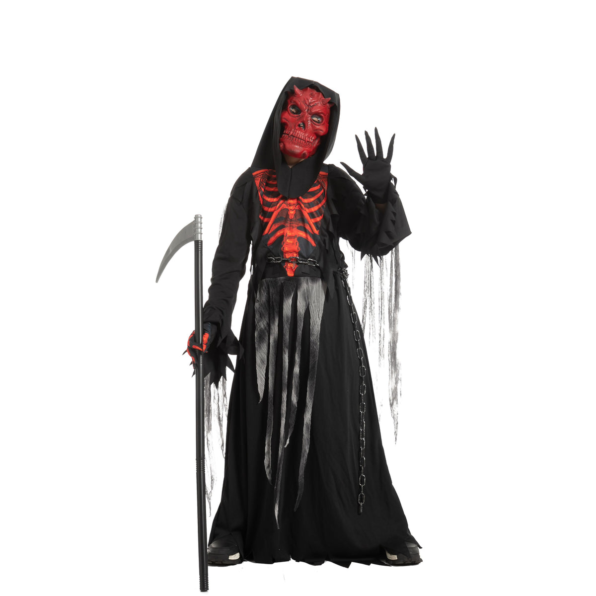 Disfraz de Parca Calavera Roja para Niño, foto 6 de 7