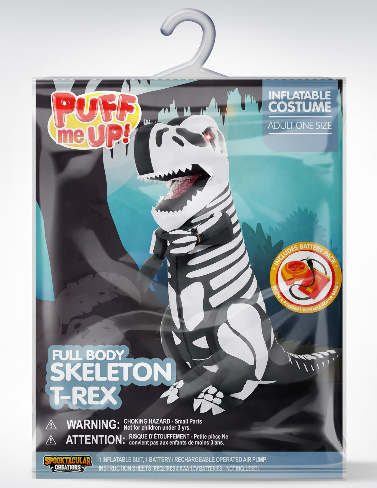 Disfraz Inflable de T-Rex Esqueleto con Ojos LED para Adulto, foto 5 de 6