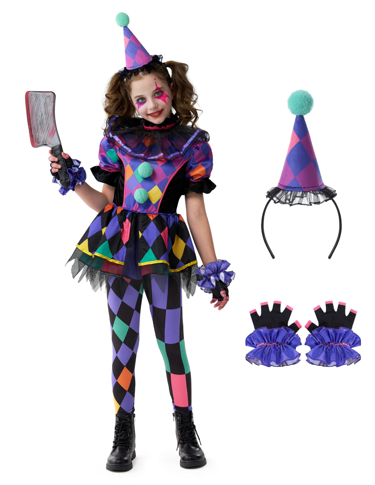 Disfraz de Bufón Payaso Siniestro Infantil, foto 1 de 6