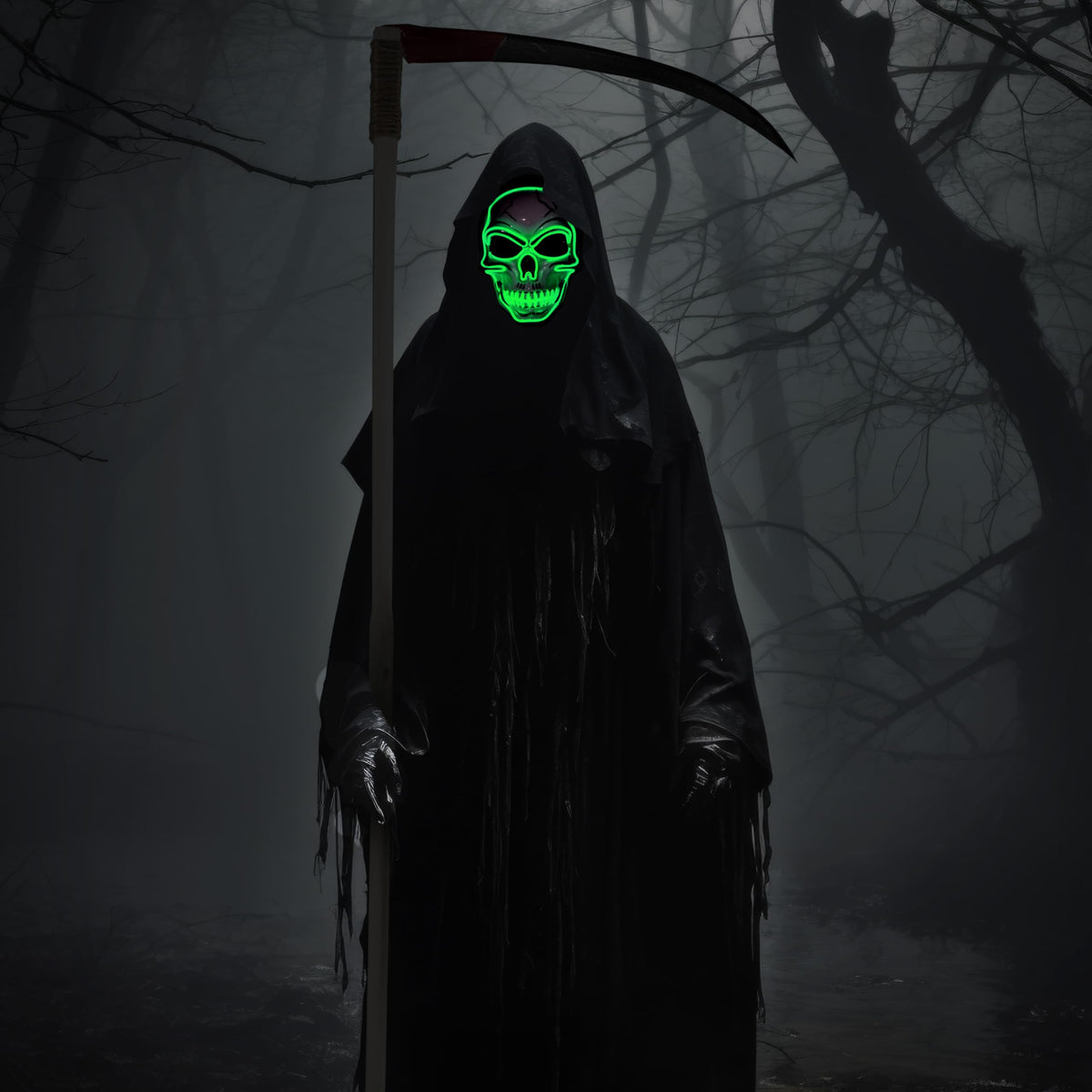 Máscara LED de Calavera con Guantes Luminosos Verde, foto 8 de 9