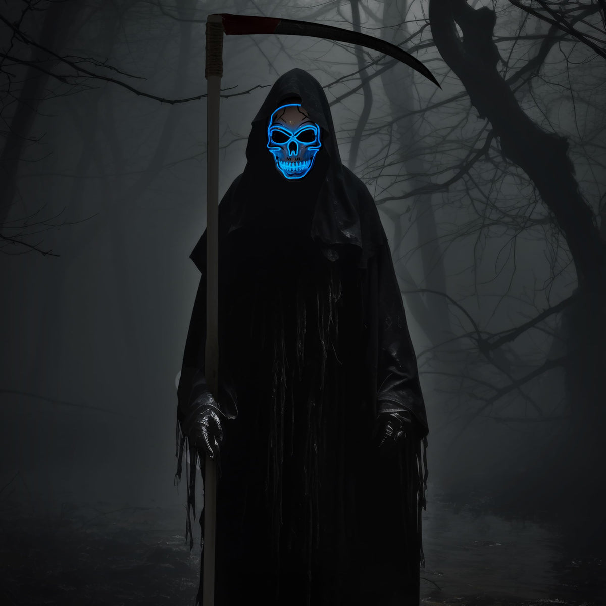 Máscara LED de Calavera con Guantes Luminosos Azul, foto 8 de 9