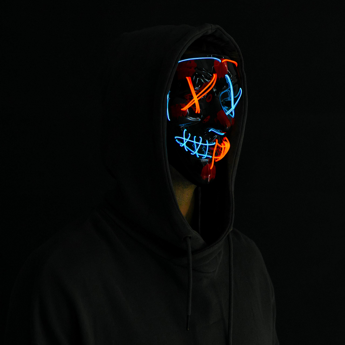 Máscara LED con Guantes Luminosos Azul y Rojo, foto 4 de 7