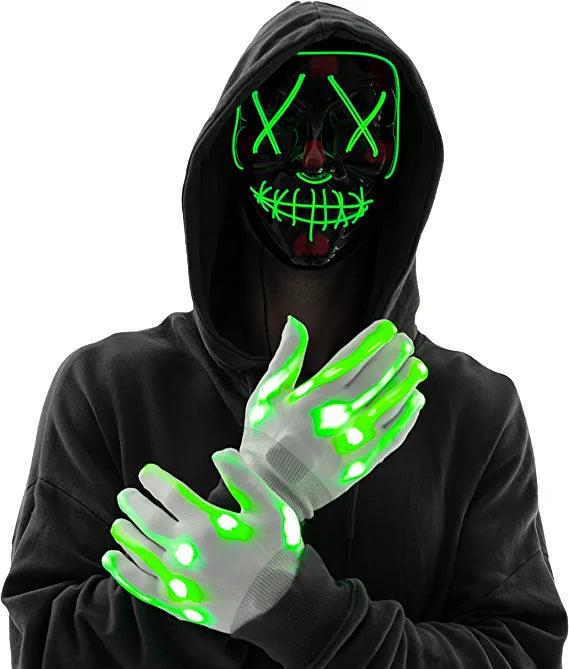 Máscara LED Terrorífica con Guantes Verde, foto 7 de 7