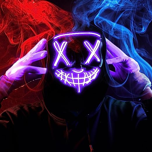 Máscara LED Terrorífica con Guantes Morada, foto 5 de 7