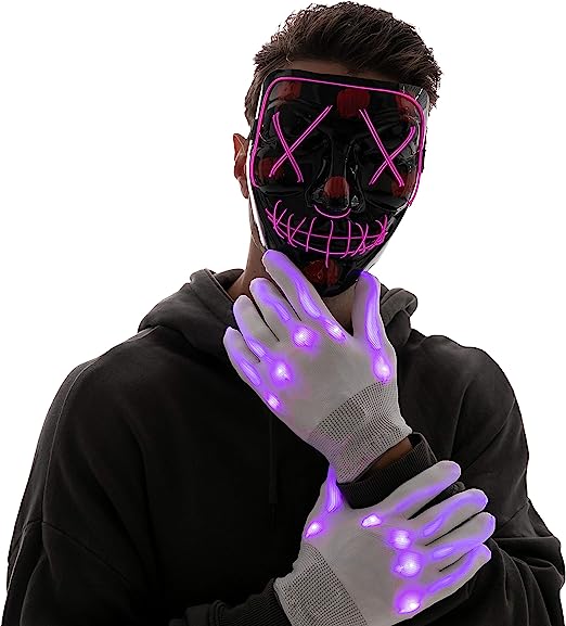 Máscara LED Terrorífica con Guantes Morada, foto 7 de 7
