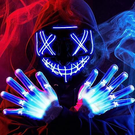 Máscara LED Cosplay Terrorífica con Guantes, foto 1 de 6