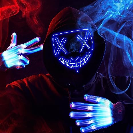 Máscara LED Cosplay Terrorífica con Guantes, foto 6 de 6